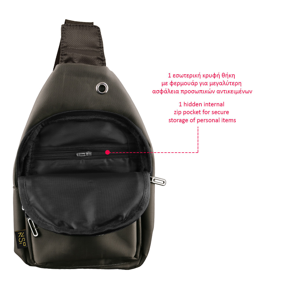 NSP N120 SPORT ΤΣΑΝΤΑΚΙ ΑΔΙΑΒΡΟΧΟ CROSSBODY 7.5L DURABLE ΥΦΑΣΜΑΤΙΝΟ GREY - Image 6