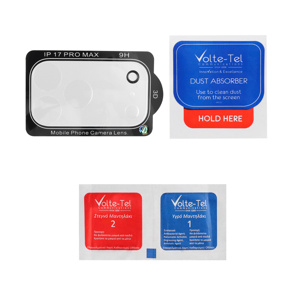 VOLTE-TEL CAMERA GLASS IPHONE 17 PRO 6.3in 9H 0.25mm 3D CURVED TRANSPARENT - Image 4