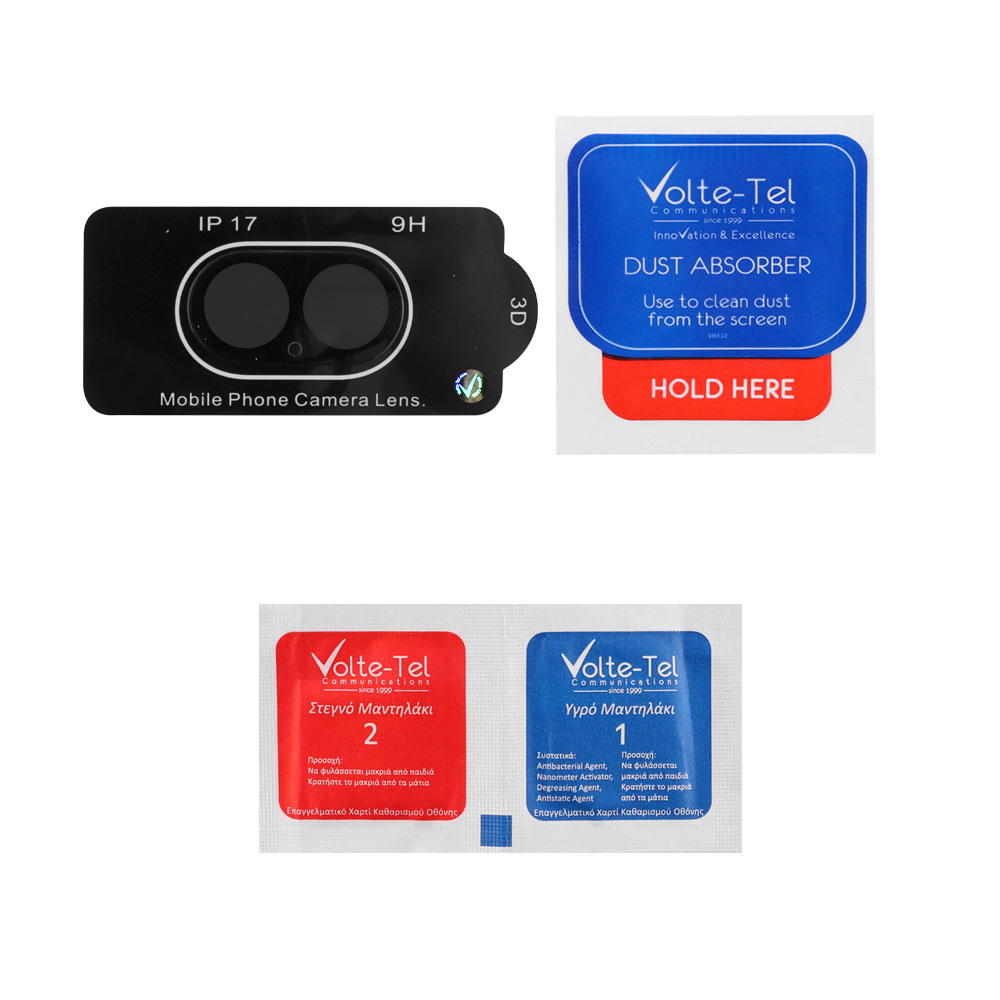 VOLTE-TEL CAMERA GLASS IPHONE 17 6.3in 9H 0.25mm 3D CURVED BLACK - Image 4