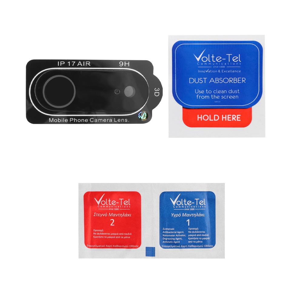 VOLTE-TEL CAMERA GLASS IPHONE 17 AIR 6.5in 9H 0.25mm 3D CURVED BLACK - Image 4