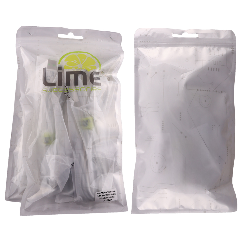 LIME LIGHTNING TO USB-C 3.4A ΦΟΡΤΙΣΗΣ-DATA DURABLE BRAIDED 1m LBCL01 30W WHITE BULK - Image 6