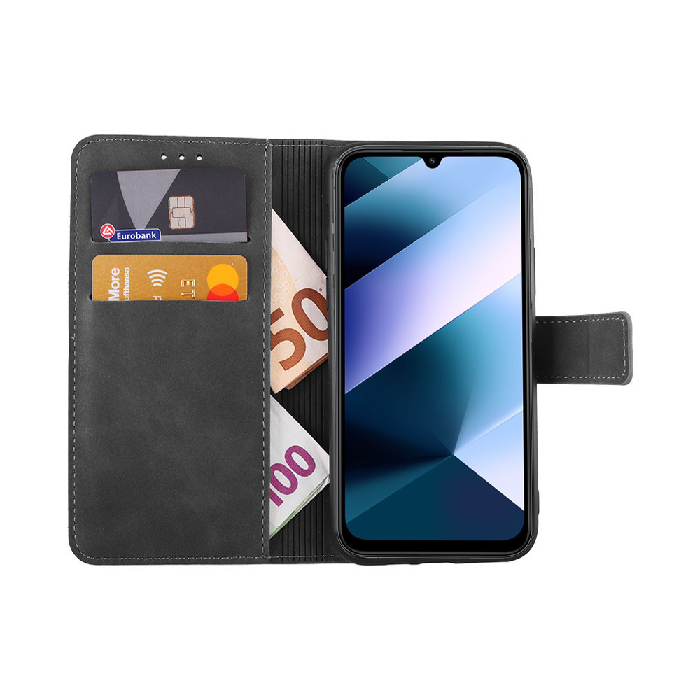 LIME ESSENTIAL ΘΗΚΗ XIAOMI POCO C85 4G/ REDMI 15C 4G 6.9in MAGNET BOOK STAND CLIP GREY - Image 2