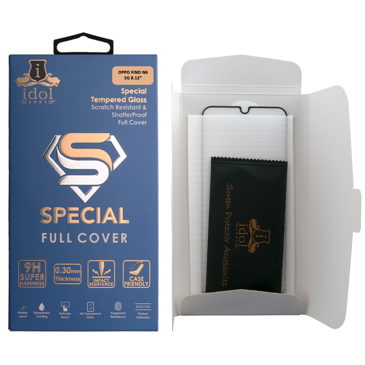 IDOL 1991 SPECIAL TEMPERED GLASS OPPO FIND N6 5G 8.12in 9H 0.25mm FULL COVER FULL GLUE BLACK - Image 4