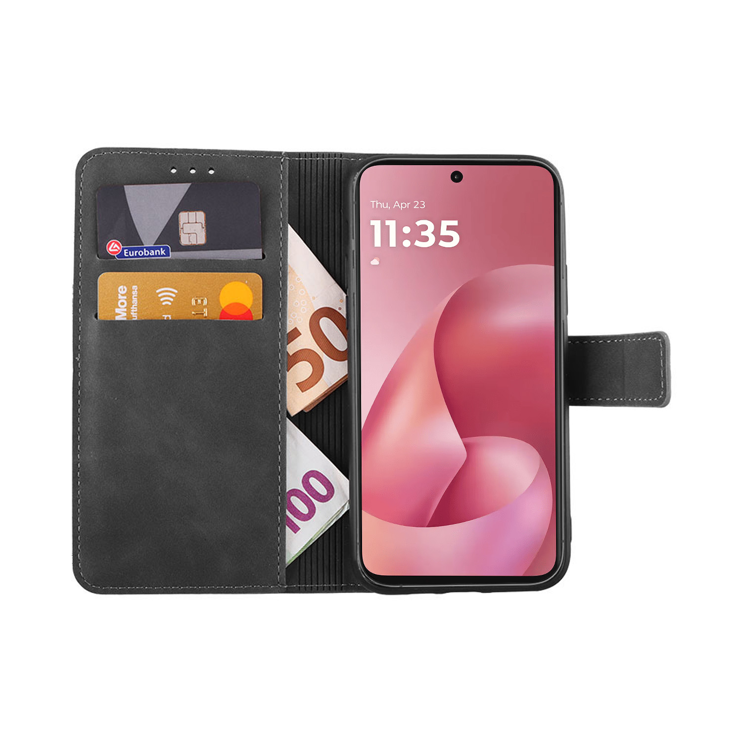 LIME ESSENTIAL ΘΗΚΗ MOTOROLA MOTO G57 POWER 6.72in MAGNET BOOK STAND CLIP GREY - Image 2