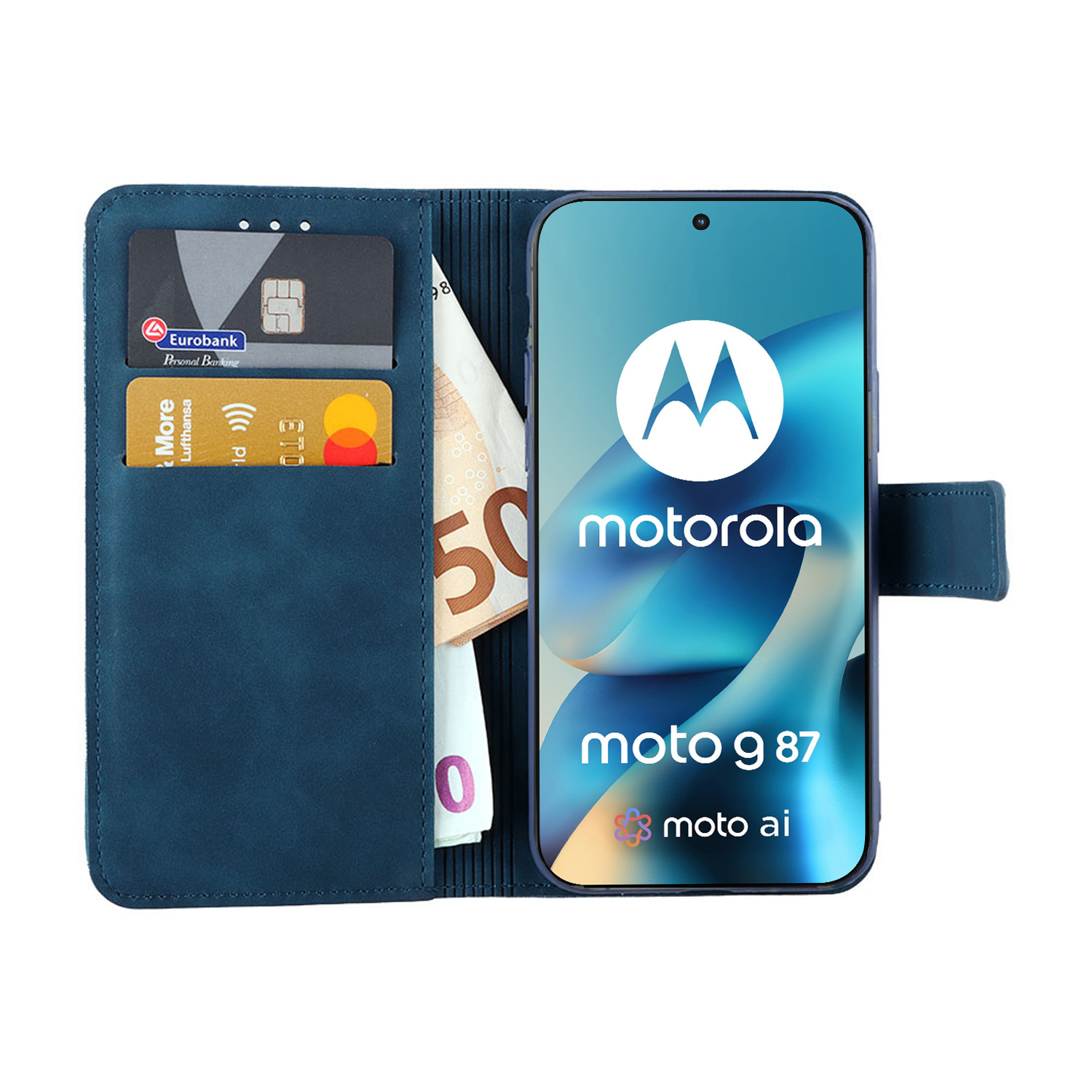 LIME ESSENTIAL ΘΗΚΗ MOTOROLA MOTO G87 5G XT2621-6 6.78in MAGNET BOOK STAND CLIP DARK BLUE - Image 2