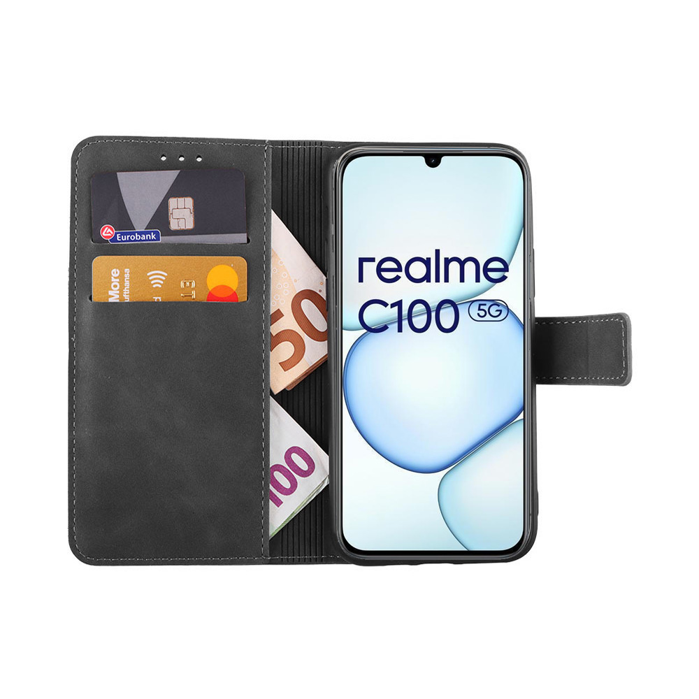 LIME ESSENTIAL ΘΗΚΗ REALME C100 5G 6.8in MAGNET BOOK STAND CLIP GREY - Image 2