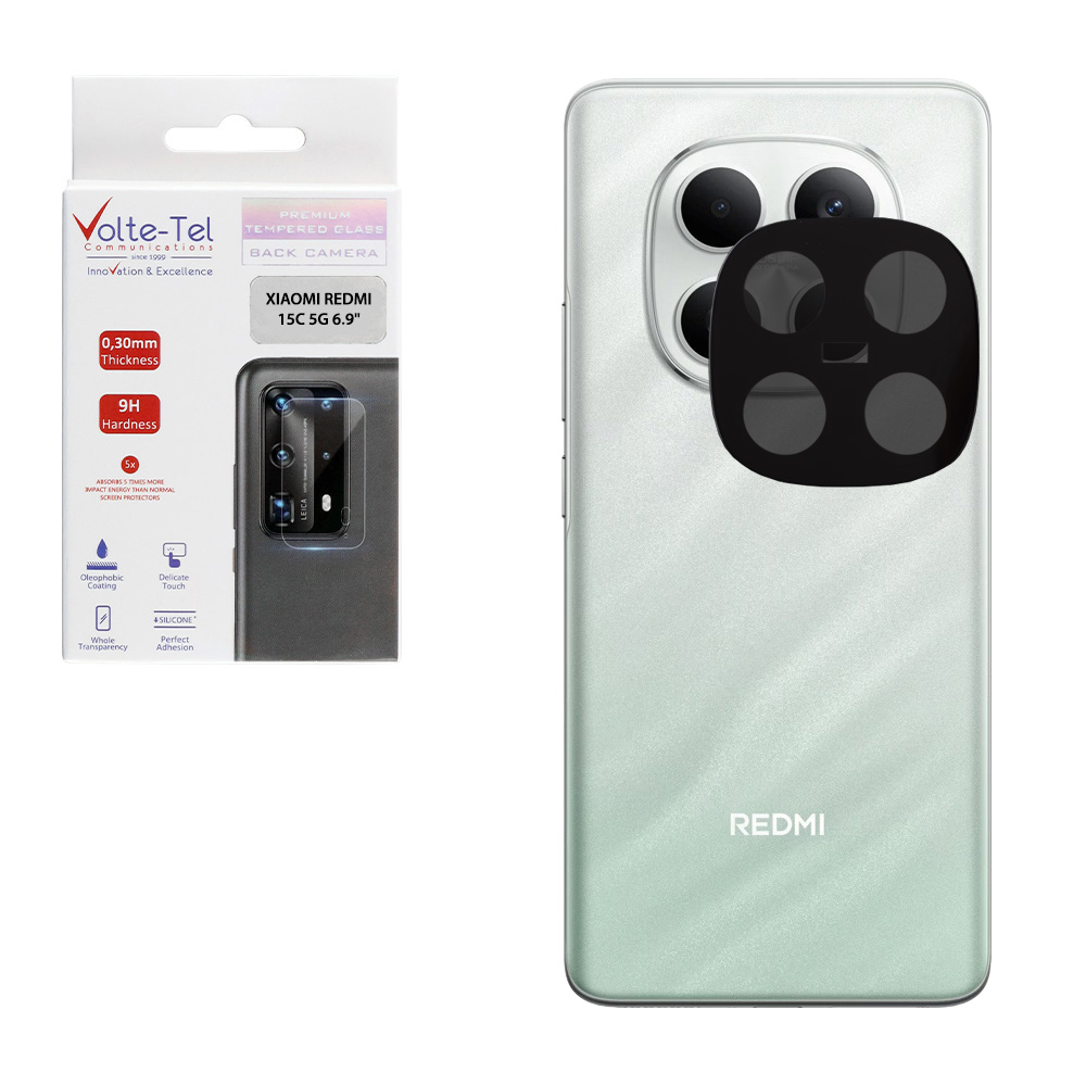 VOLTE-TEL CAMERA GLASS XIAOMI REDMI NOTE 15 4G 6.9in 9H 0.25mm 3D CURVED BLACK