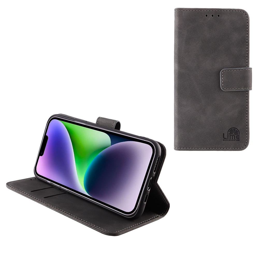 LIME ESSENTIAL ΘΗΚΗ IPHONE 14 6.1in MAGNET BOOK STAND CLIP GREY