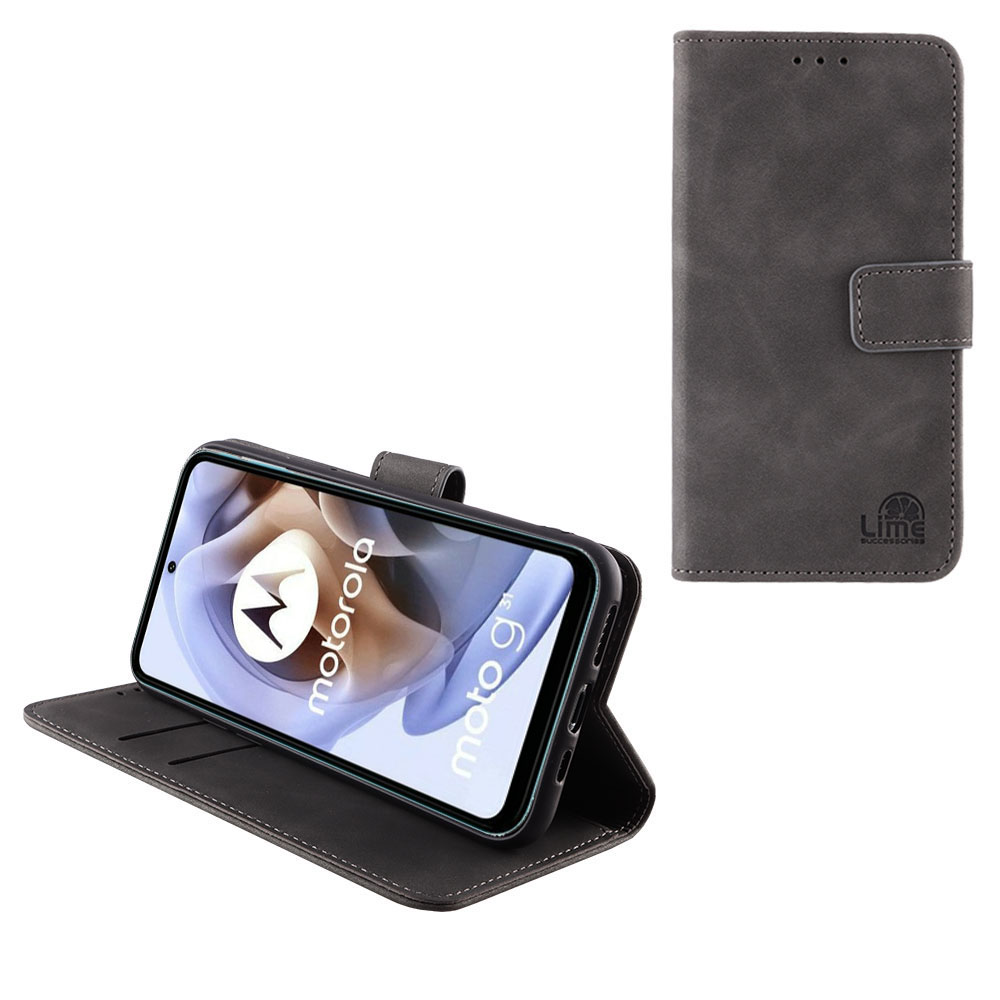 LIME ESSENTIAL ΘΗΚΗ MOTOROLA MOTO G31 6.4in MAGNET BOOK STAND CLIP GREY