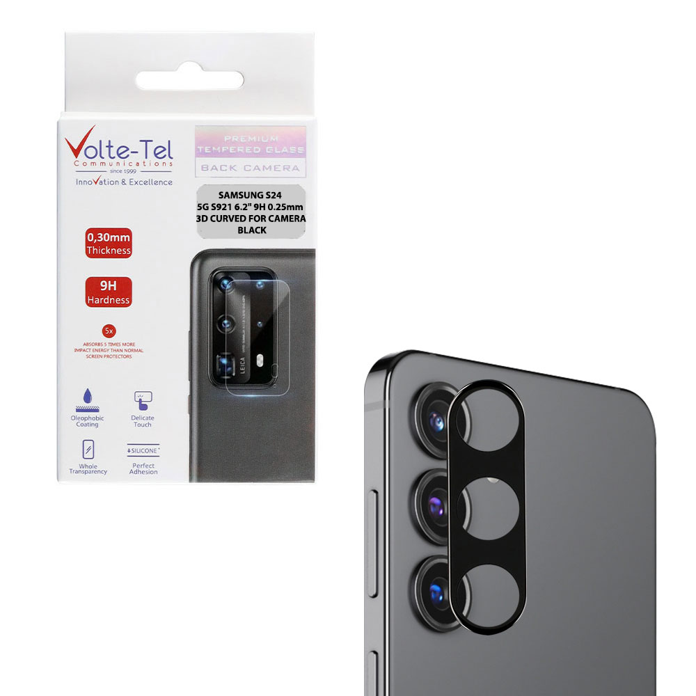 VOLTE-TEL CAMERA GLASS SAMSUNG S24 5G S921 6.2in 9H 0.25mm 3D CURVED BLACK