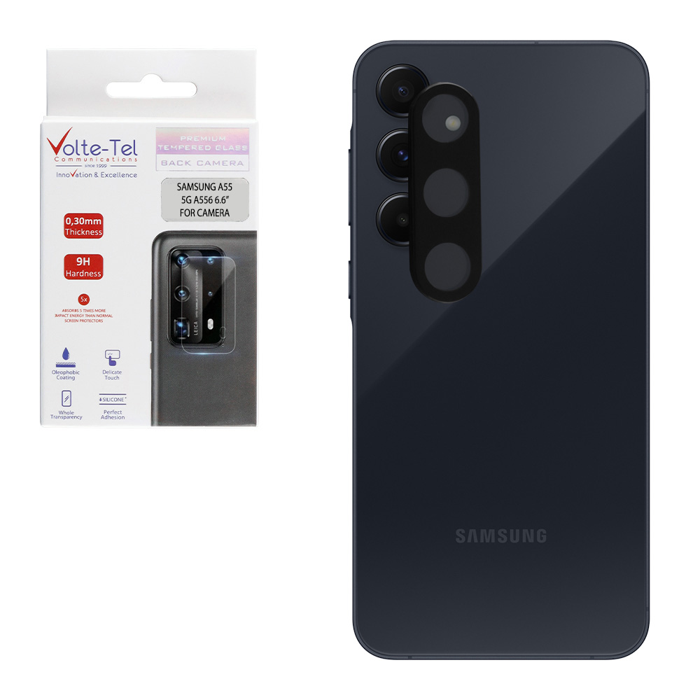 VOLTE-TEL CAMERA GLASS SAMSUNG A55 5G A556 6.6in 9H 0.25mm 3D CURVED BLACK