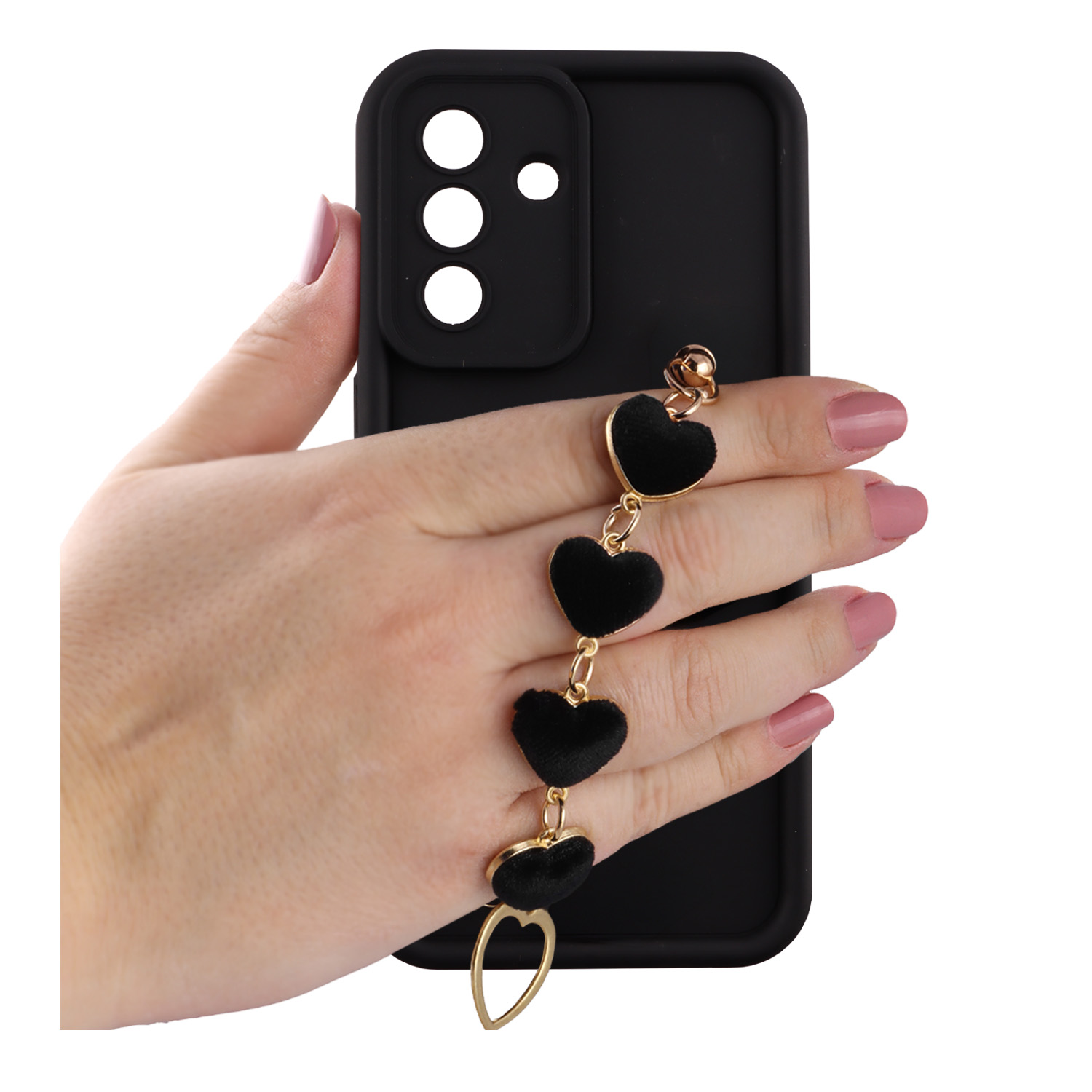 VOLTE-TEL SILICON TPU WITH STRAP ΘΗΚΗ SAMSUNG A37 5G A376 6.7in FULL CAMERA PROTECTION BLACK WITH BLACK HEARTS - Image 2