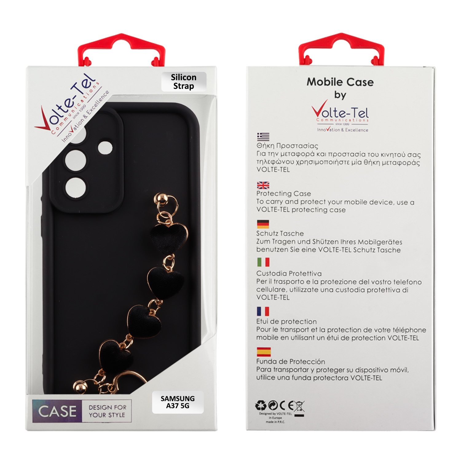 VOLTE-TEL SILICON TPU WITH STRAP ΘΗΚΗ SAMSUNG A37 5G A376 6.7in FULL CAMERA PROTECTION BLACK WITH BLACK HEARTS - Image 5