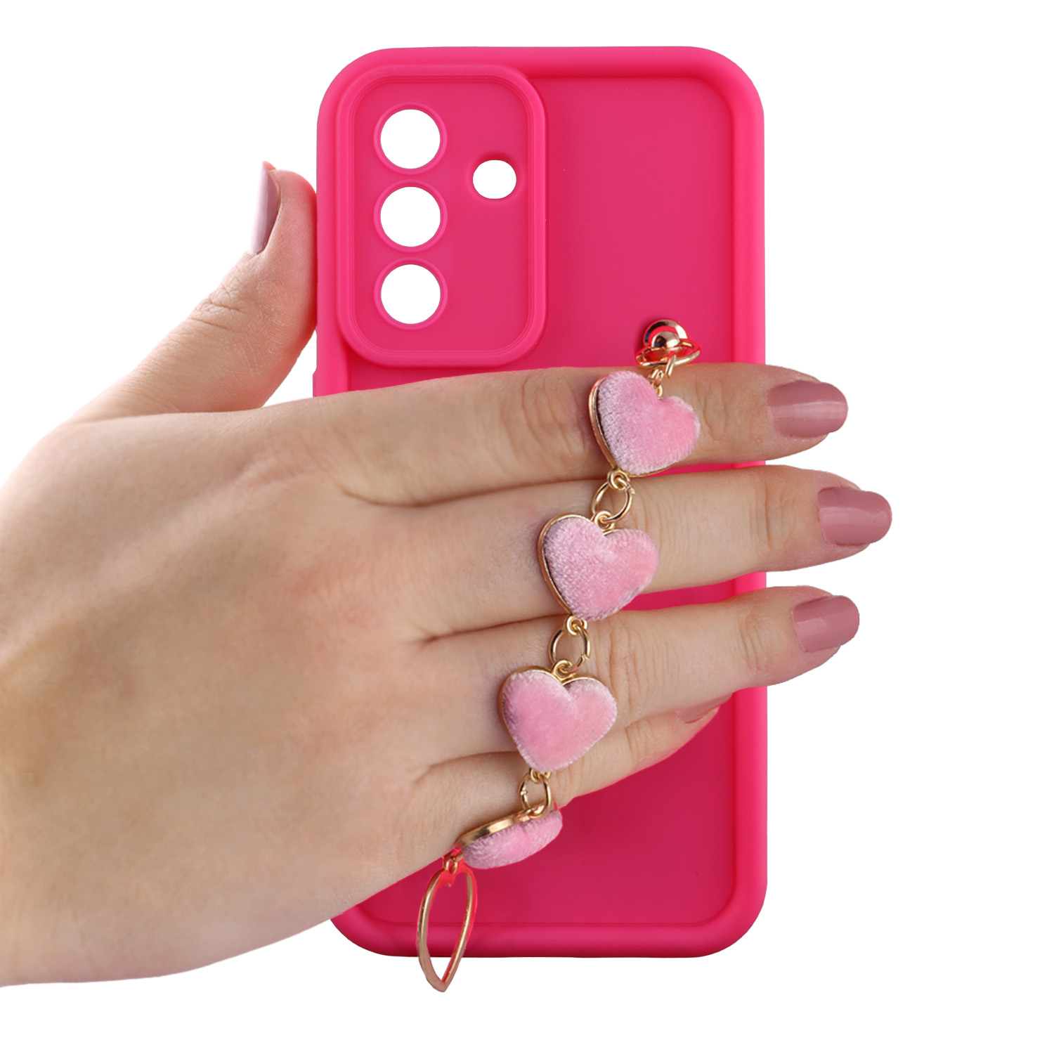 VOLTE-TEL SILICON TPU WITH STRAP ΘΗΚΗ SAMSUNG A37 5G A376 6.7in FULL CAMERA PROTECTION PINK WITH PINK HEARTS - Image 2