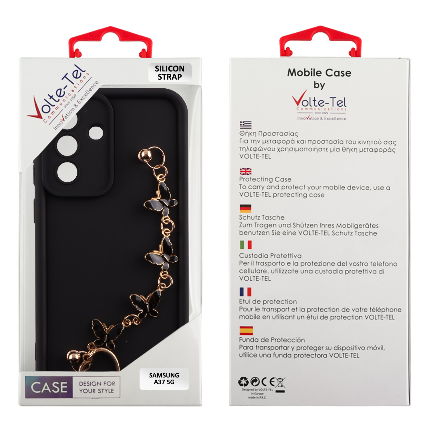 VOLTE-TEL SILICON TPU WITH STRAP ΘΗΚΗ SAMSUNG A37 5G A376 6.7in FULL CAMERA PROTECTION BLACK WITH BLACK BUTTERFLIES - Image 5