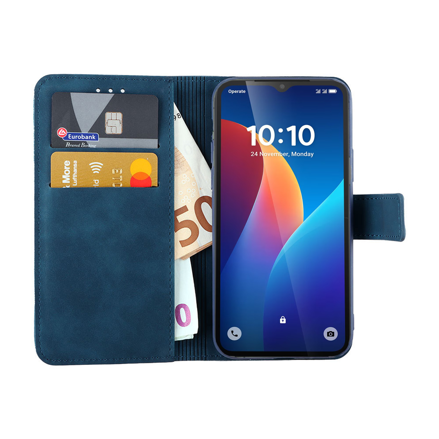 LIME ESSENTIAL ΘΗΚΗ TCL K70 SE 6.56in MAGNET BOOK STAND CLIP DARK BLUE - Image 2