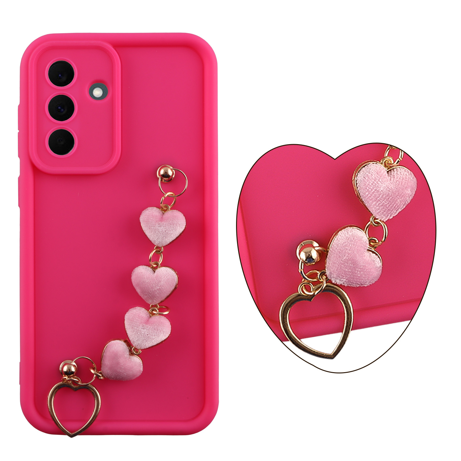 VOLTE-TEL SILICON TPU WITH STRAP ΘΗΚΗ SAMSUNG A37 5G A376 6.7in FULL CAMERA PROTECTION PINK WITH PINK HEARTS